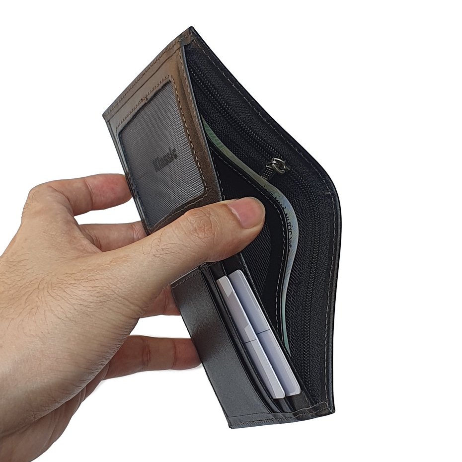 Ví Nam Da Bò Thật Nhỏ Gọn Dáng Đứng - Mini Classic - Có Khóa Kéo