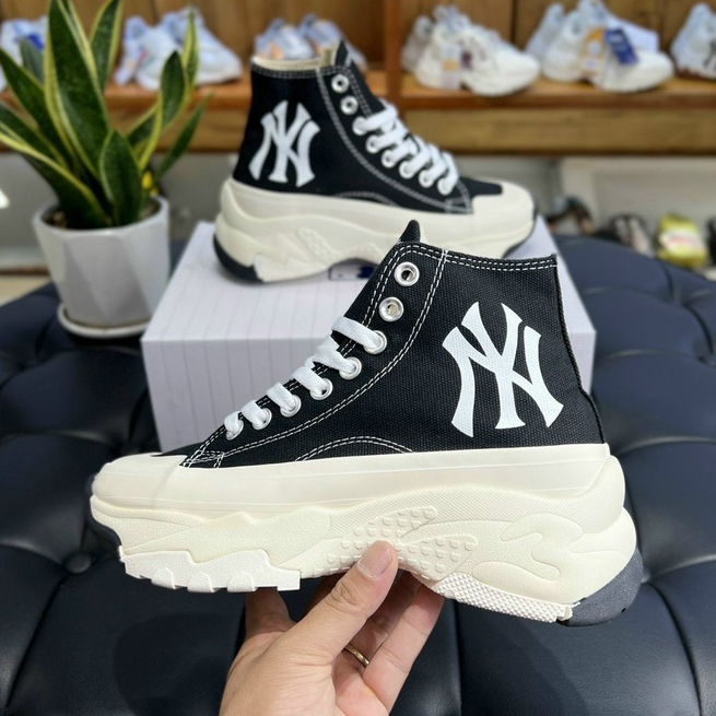 Giày thể thao sneaker MLBB Chunky High NY Đen Đế Cao 6cm Siêu Tôn Dáng