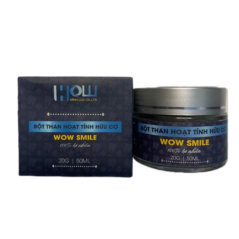 Combo 5 Hộp Bột Than Hoạt Tính hữu cơ Wow Smile 120g| Trắng răng và ngăn mảng