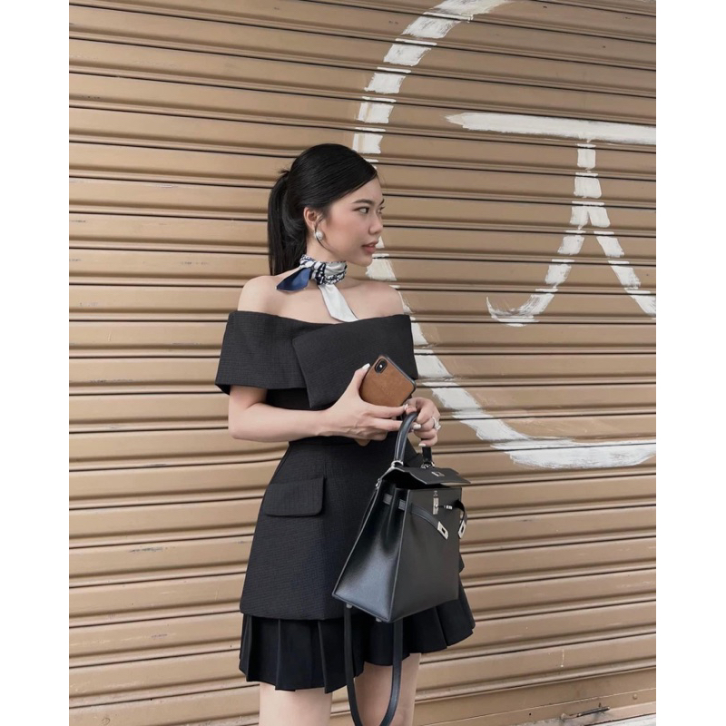 ZUKY CLOTHING - Áo cổ đắp chéo trễ vai chất TWEED Dạ cao cấp phù hợp đi làm - tiệc tùng | BigBuy360 - bigbuy360.vn