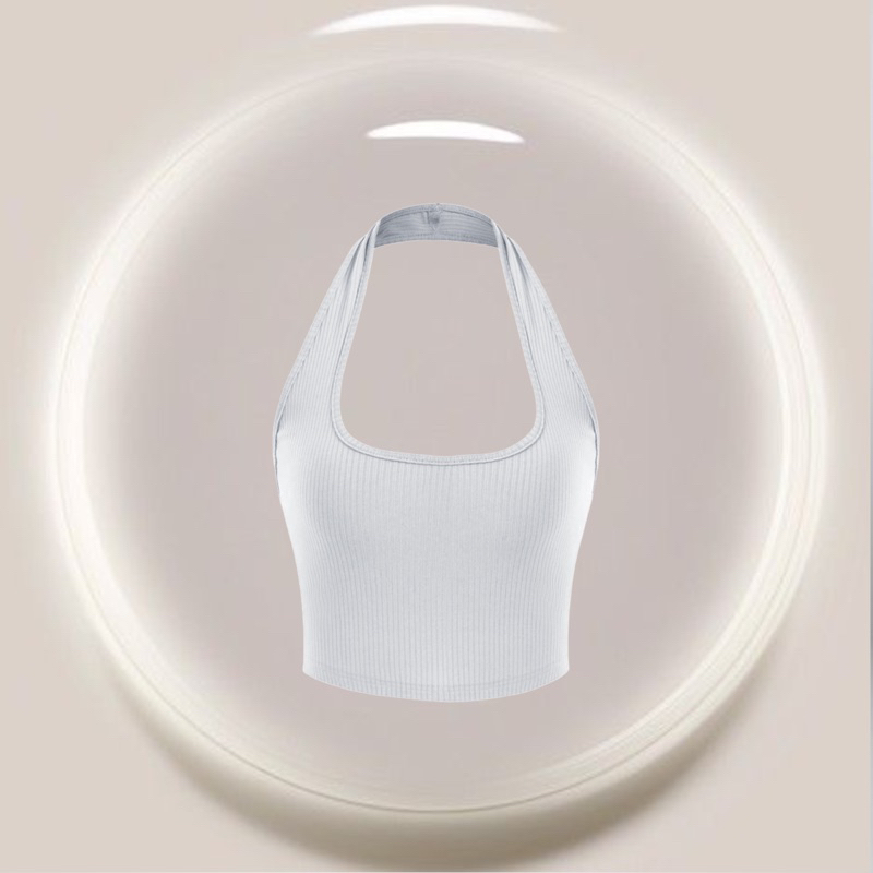 Áo croptop cổ yếm thun gân co dãn