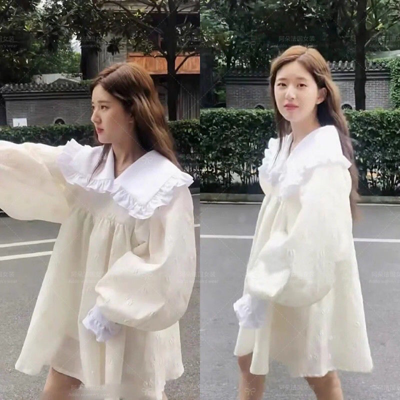 Váy babydoll trắng tay bồng - kèm ảnh thật, váy đầm công chúa, dự tiệc, tiểu thư, nàng thơ, sang chảnh