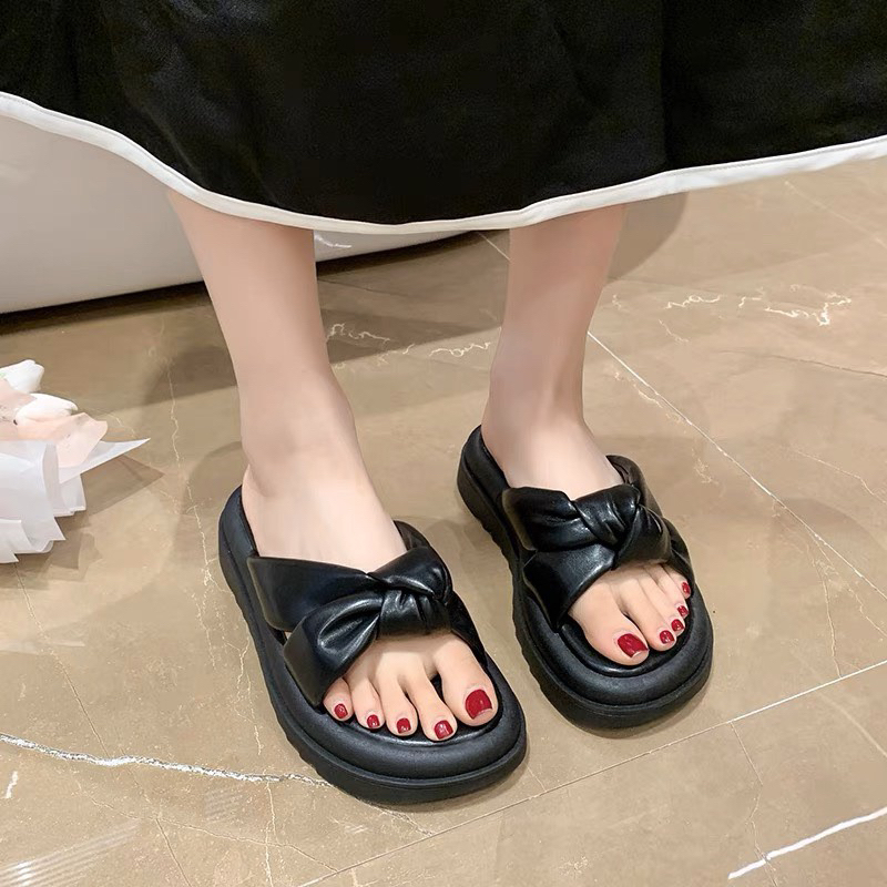 Dép quai chéo thời trang nơ xoắn siêu đẹp