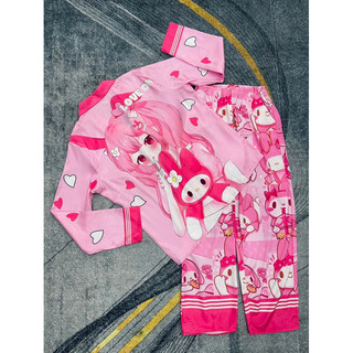 pijama lụa xước Cô Gái Hồng