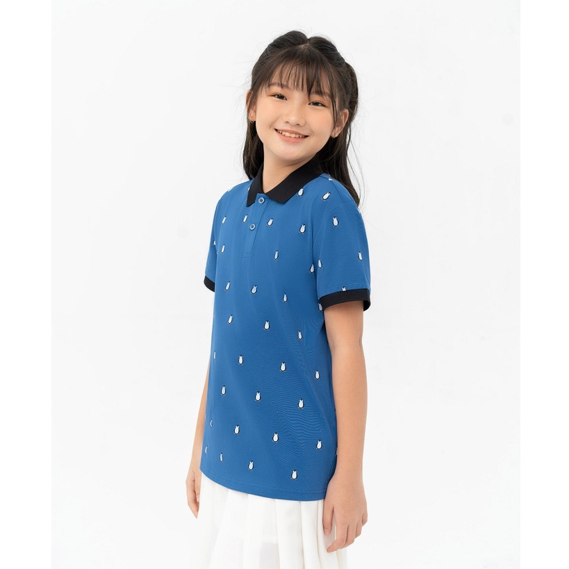 Áo polo trẻ em YODY chất liệu mắt chim in hình chim cánh cụt SIZE 8-14 - APK6112