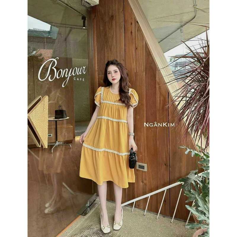 Đầm Suông Phối Ren Tay Siêu Xinh Mã HH0389