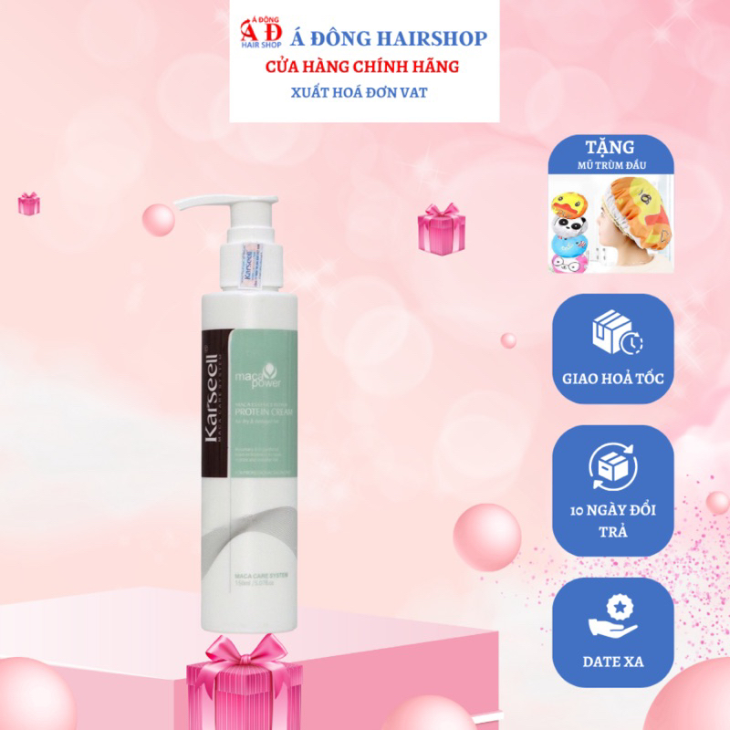 KEM DƯỠNG TÓC XOĂN XẢ KHÔ SIÊU MƯỢT KARSEELL MACA ESSENCE REPAIR PROTEIN CREAM 150ML