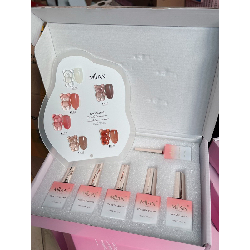 Set sơn thạch móng tay MiLan chính hãng 6 màu nail (tặng bảng màu)