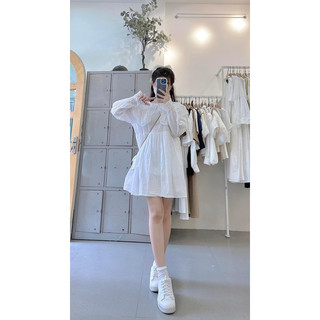 váy bbd trắng cổ bẻ