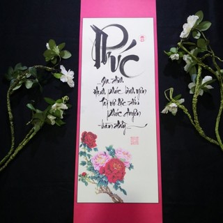 Tranh thư pháp chữ Phúc 27x79cm