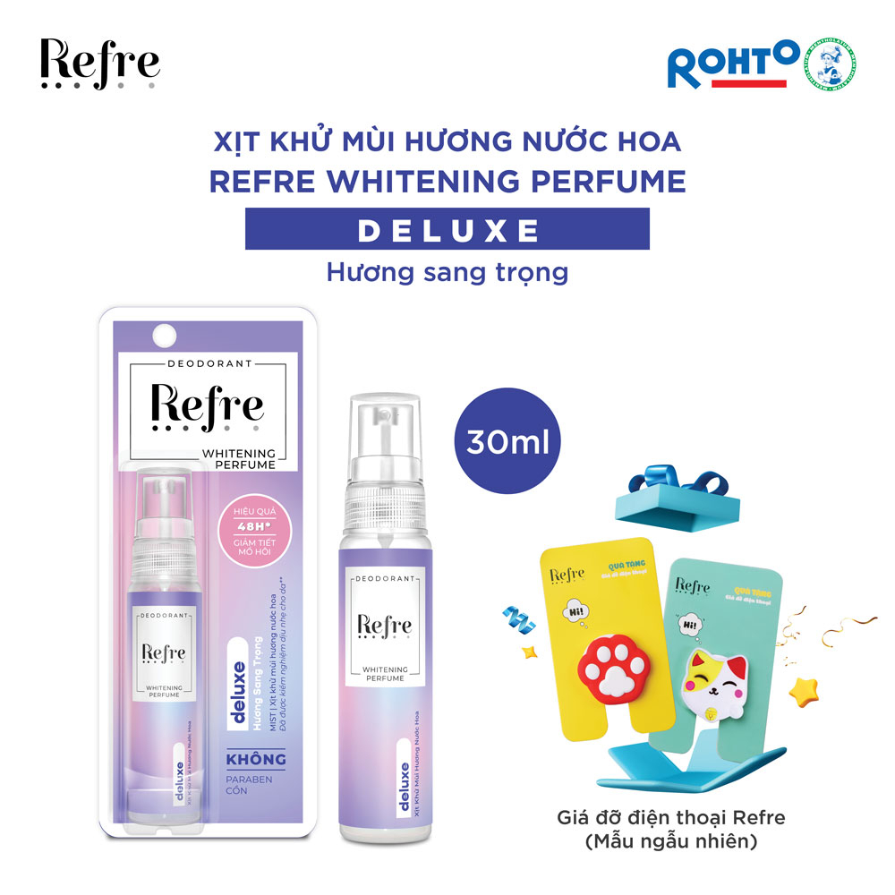 Xịt khử mùi dưỡng trắng hương nước hoa Refre 30ml/chai