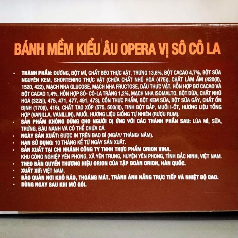Bánh Mềm Opera Orion Vị Socola phân tầng