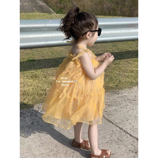 Đầm Phồng Màu Vàng tơ Hàn Quốc hàng sẵn