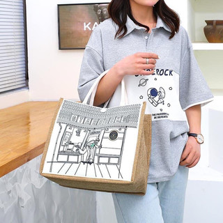 Túi cói Starbuck vải canvas kiểu dáng Vintage, túi cói du lịch size 35cm