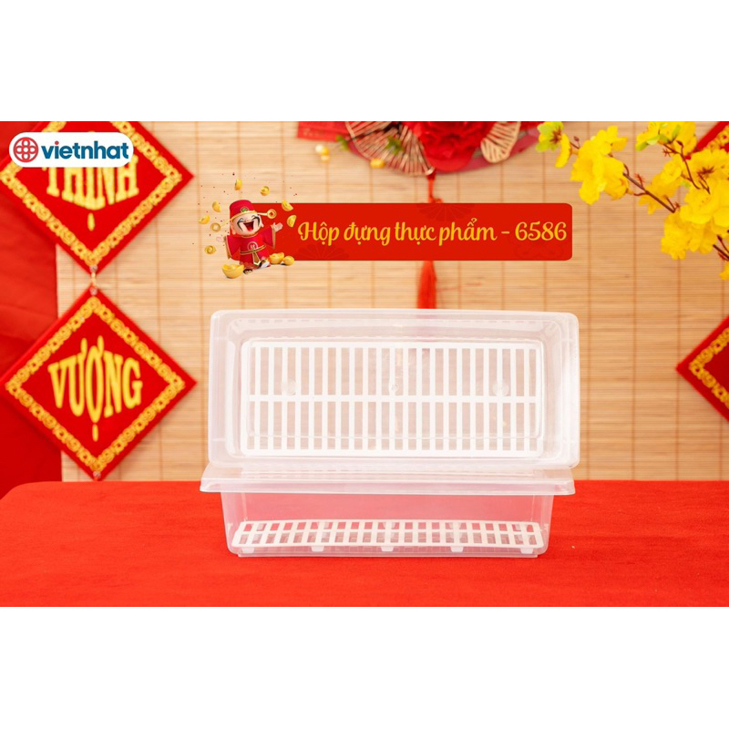 Hộp nhựa đựng bảo quản thực phẩm tiện ích, hộp đựng thực phẩm đồ ăn trong tủ lạnh Nhựa Việt Nhật 2 lớp