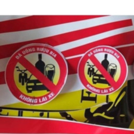 Combo 2 tem logo khẩu hiệu " Đã Uống RượuBia Thì Không Lái Xe".Tem decan logo "Đã uống rượubia thì không lái xe" dán xe
