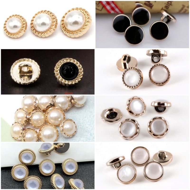 Tổng hợp nút sơ mi kiểu, cúc cườm, cúc ngọc 1.3cm (set 10 nút)