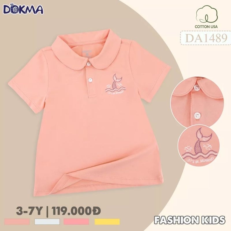 Áo cộc tay cổ sen bé gái Dokma 3-7Y mã DA1489