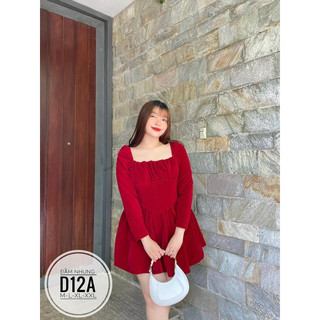 Đầm nhung cổ vuống D12A