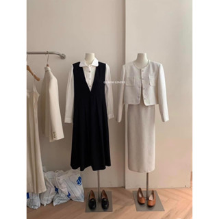 Set sơ mi tơ + yếm thanh lịch Hàn xẻng