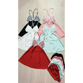 sét đầm ngủ phi lụa bóng phối ren hoautrrb