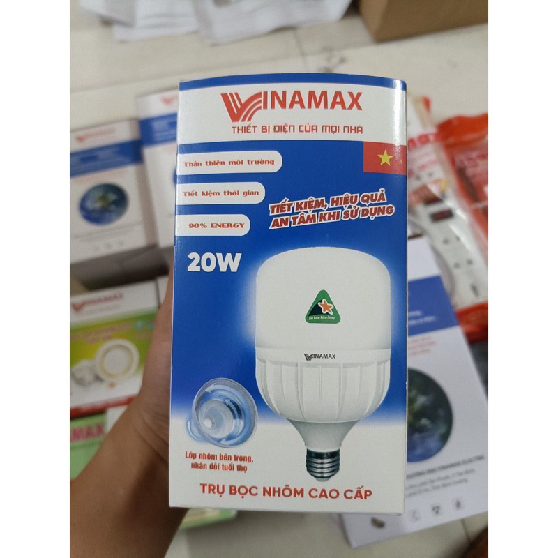 Bóng đèn Led buld trụ nhôm bọc nhựa Chính Hãng VINAMAXcông suất từ 5w-10w-15w-20w-30w-40w-50w-65w