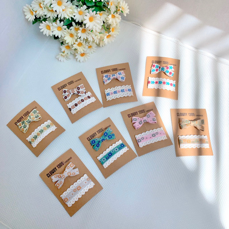 Set 2 kẹp tóc handmade 2 phong cách dễ thương