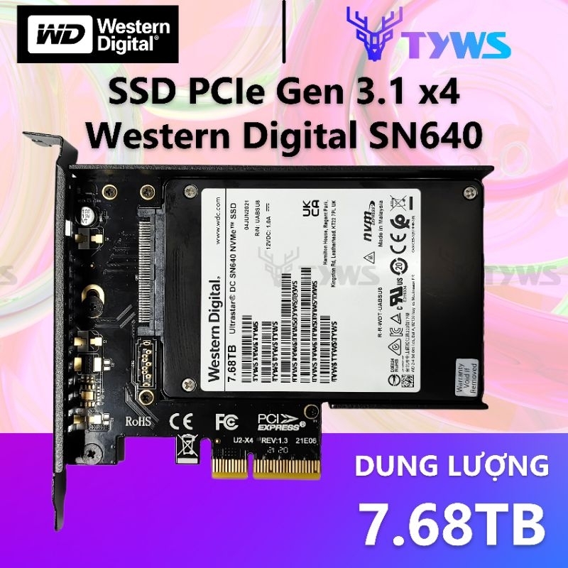 Ổ Cứng SSD NVMe 7.68TB SN640 WD (2.5 Inch U.2 PCIe Gen 3.1 1×4) - Bảo hành 1 đổi 1 SN6407.68TB