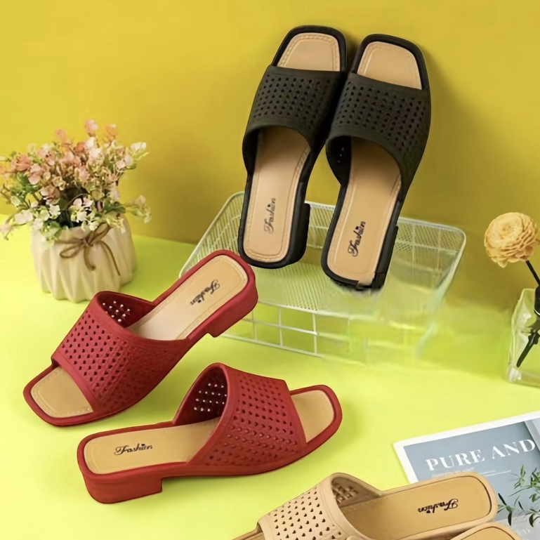 Dép nữ quai ngang đan lưới cao 3cm đế cao su chống trơn siêu bền Maipy DL009