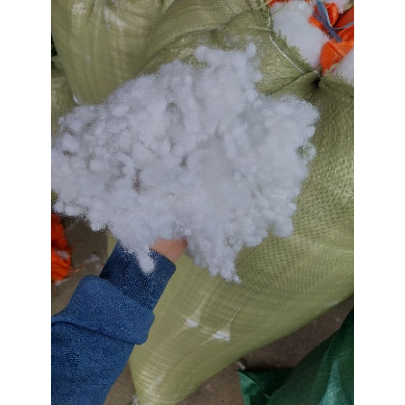 Kho Sỉ Bông gòn se bi loại 1 trắng tinh chuyên dùng nhồi gối, thú bông, trang trí decor giả mây tuyết sợi 7D phồng đẹp