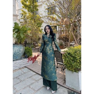 Bộ áo dài gấm nhũ cao cấp Monoco