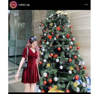 Pass/ thanh lý Váy nhung đỏ rubies