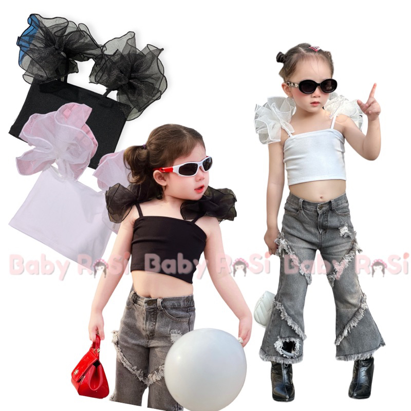 Áo dây tay phồng cho bé gái