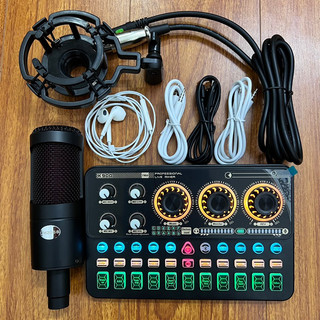Bộ livestream thu âm , bộ mic hát karaoke online Card K900 Tích Hợp Pin Và Bluetooth Kèm Mic TH2068 tặng tai nghe nhét