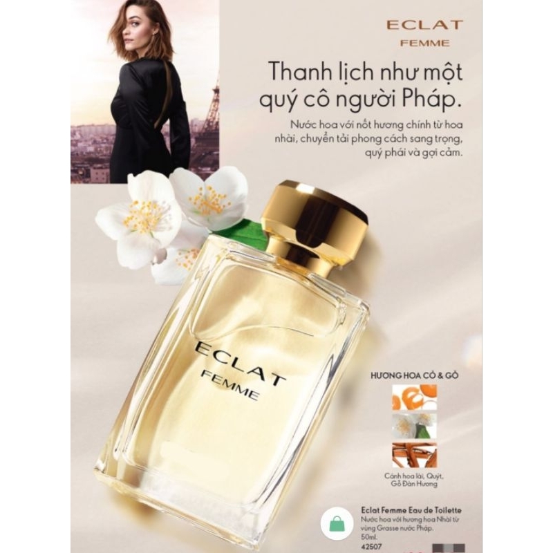 42507 Nước hoa nữ Ec lat femme EDT của Ba Lan. Hương hoa nhài Grasse vùng Provence tinh dầu lâu đời của nước Pháp.