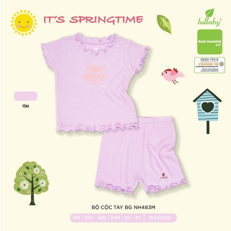 Bộ cộc tay cao cấp  Bé Gái petit Lullaby  2023 NH383M - NH483M