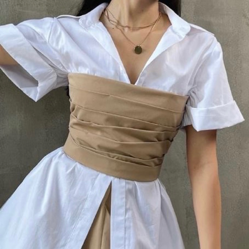 (A17) Hàng thiết kế Áo quây ống xếp ly croptop form ngắn có kéo khoá sau lưng trendy  minimalist y2k