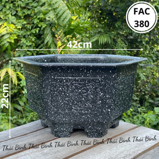 [Combo 5 cái] Chậu Nhựa Lục Giác Giả Đá FAC380 (Nhựa Dày) - Chậu Nhựa Thái Bình