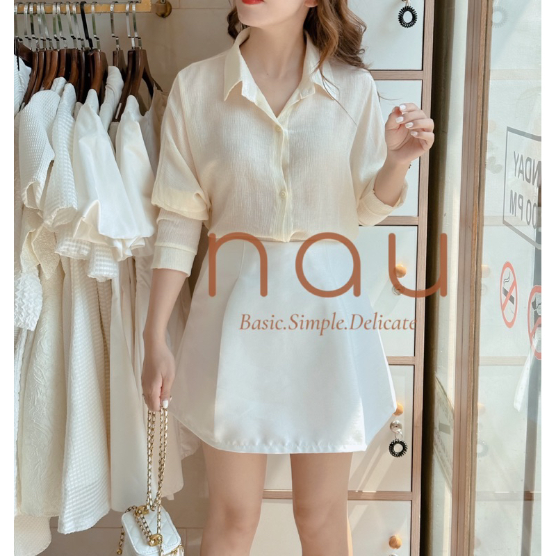 Áo sơ mi gân tay bo bản mặc 2 kiểu