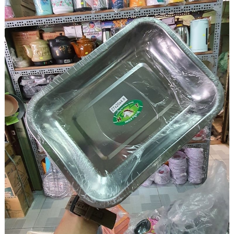 Mâm chữ nhật sâu - inox 430