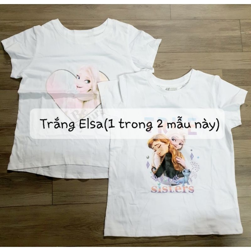 Áo phông cộc tay cotton mềm mịn in hoạt hình, công chúa, mickey cho bé gái