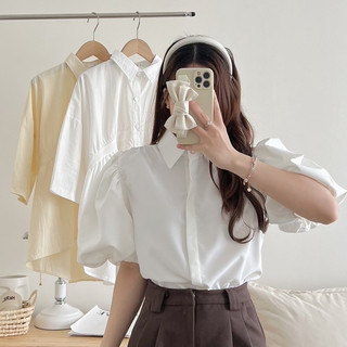 Áo sơ mi tay phồng cúc ngọc alice shirt - titto closet