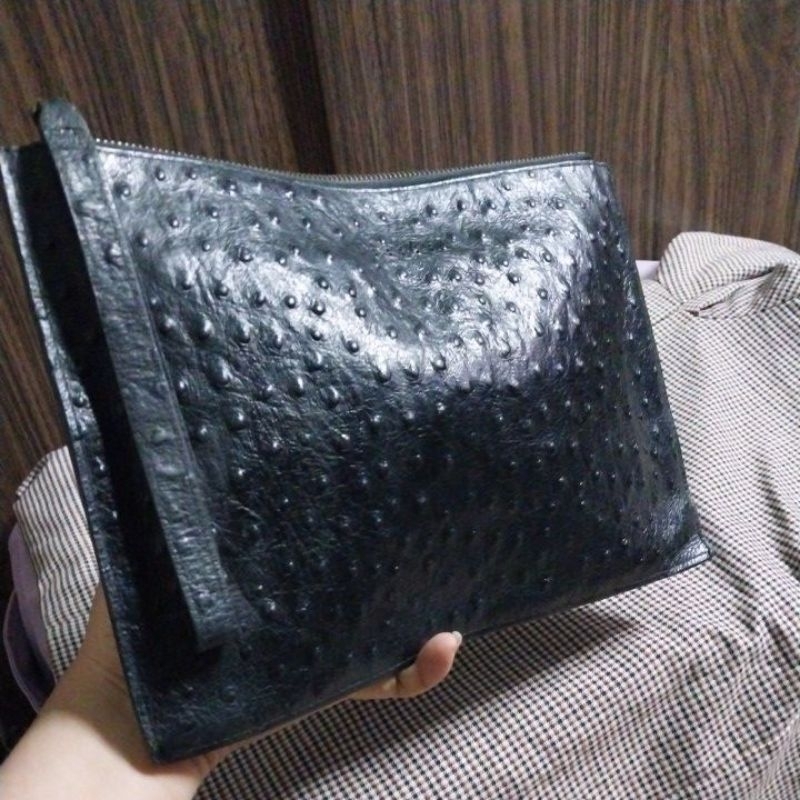 Clutch nam nữ hiệu Burburry, ipad, si Nhật dập vân Đà điểu