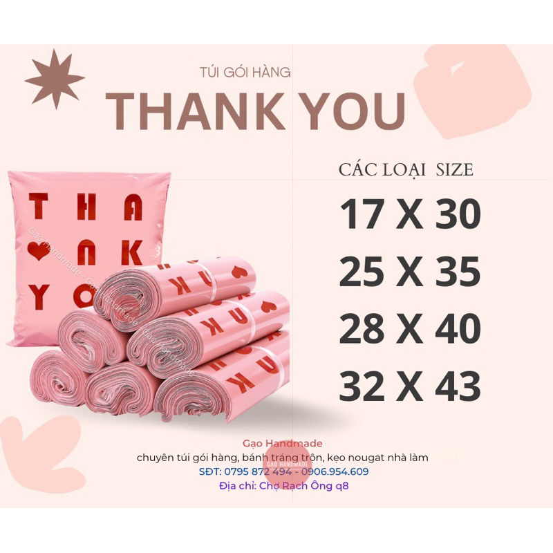 TÚI GÓI HÀNG NIÊM PHONG CAO CẤP-HỒNG NUDE IN 2 MẶT( THANK YOU/MEET BEAUTIFUL YOU)
