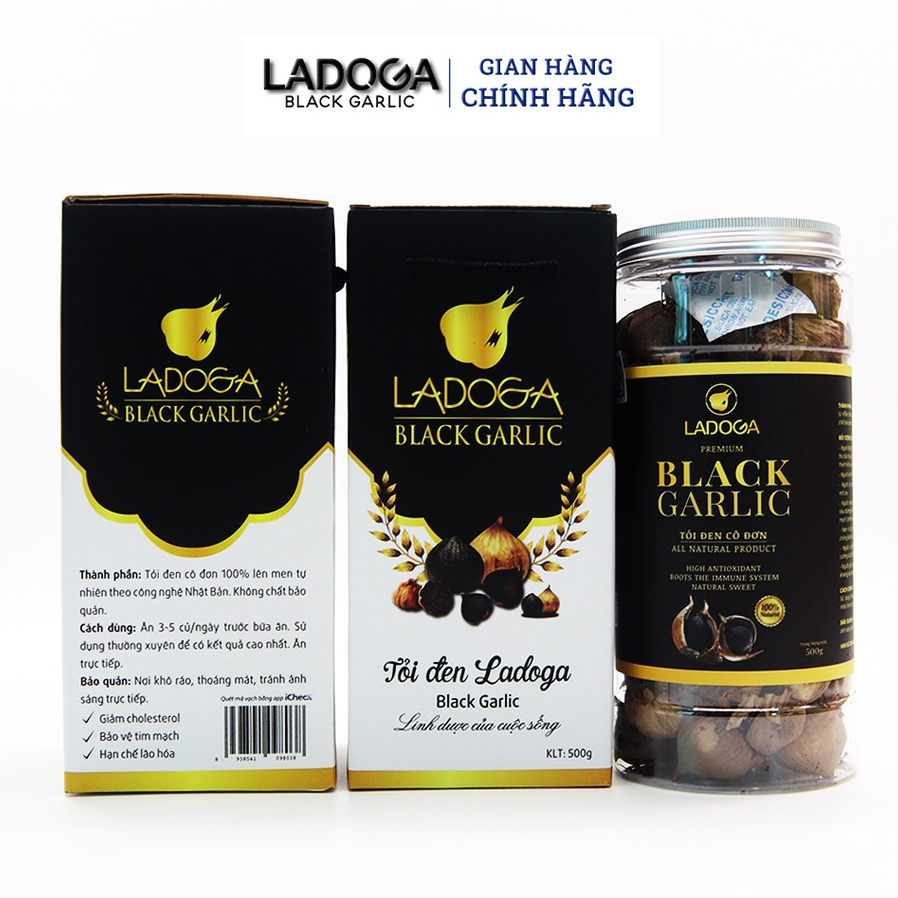 【Combo 2-Full Box】Tỏi Đen LADOGA premium đóng 2 hộp 500g cao cấp - Full Hộp, Túi Giấy làm quà tặng lịch sự