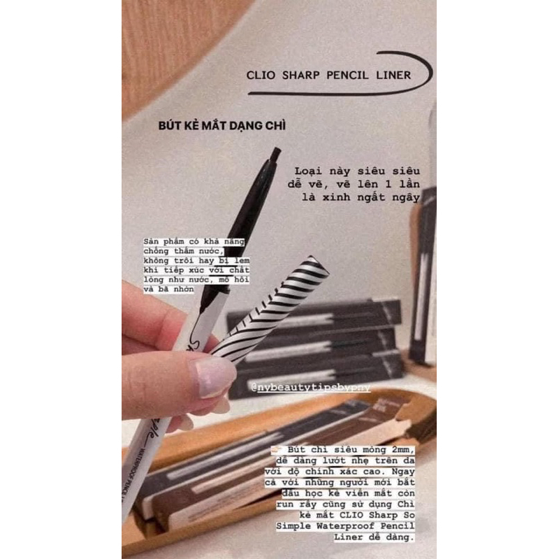Chì Kẻ Mắt Chống Nước Clio Sharp So Simple Waterproof Pencil Liner