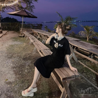 [Hàng sẵn/Ảnh thật] Váy suông gấu dáng dài