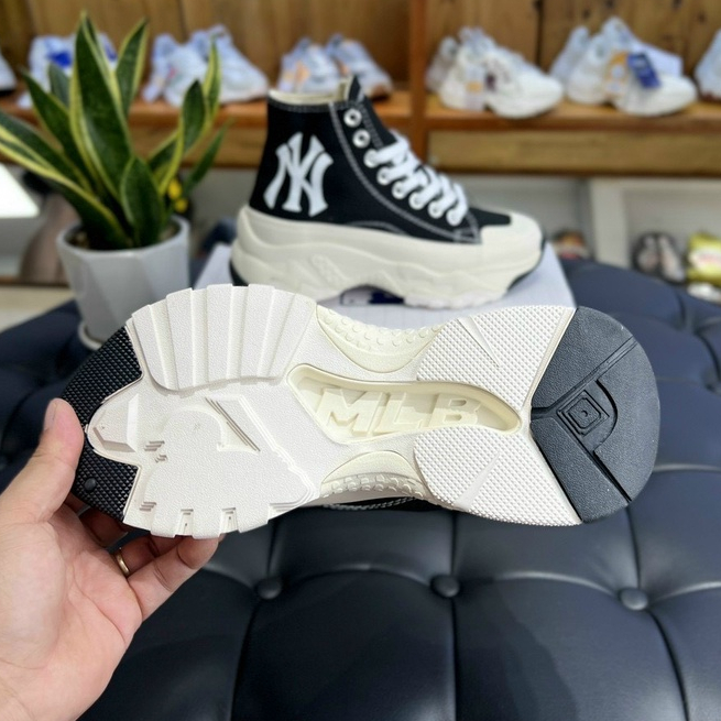 Giày thể thao sneaker MLBB Chunky High NY Đen Đế Cao 6cm Siêu Tôn Dáng