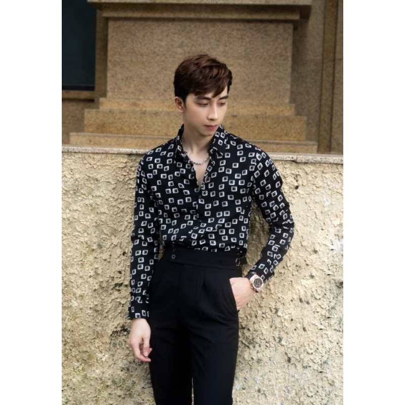 Áo sơmi nam họa tiết 3D vãi lụa mềm mịn không nhăn