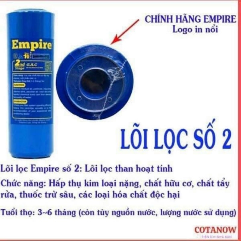 BỘ LÕI LỌC NƯỚC RO 123 Empire EMPLLN123 dùng cho tất cả máy lọc nước tiêu dùng